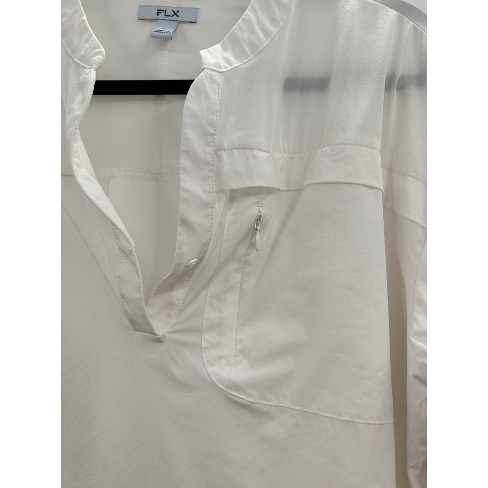 FLX Womens FLX Woven Popover Top Size XS Long Sleeve Utility Casual - Picture 3 of 10